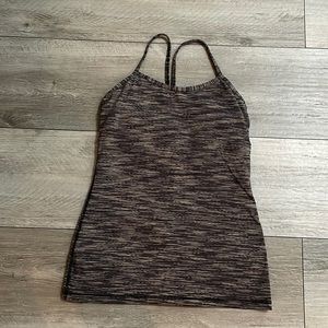 Lululemon, sports bra/top, size 8, grey, black striped‎